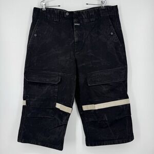 GIRBAUD MARITHE FRANCOIS VINTAGE 90S TAPE CARGO SHORTS MENS 40 DENIM JEANS black
